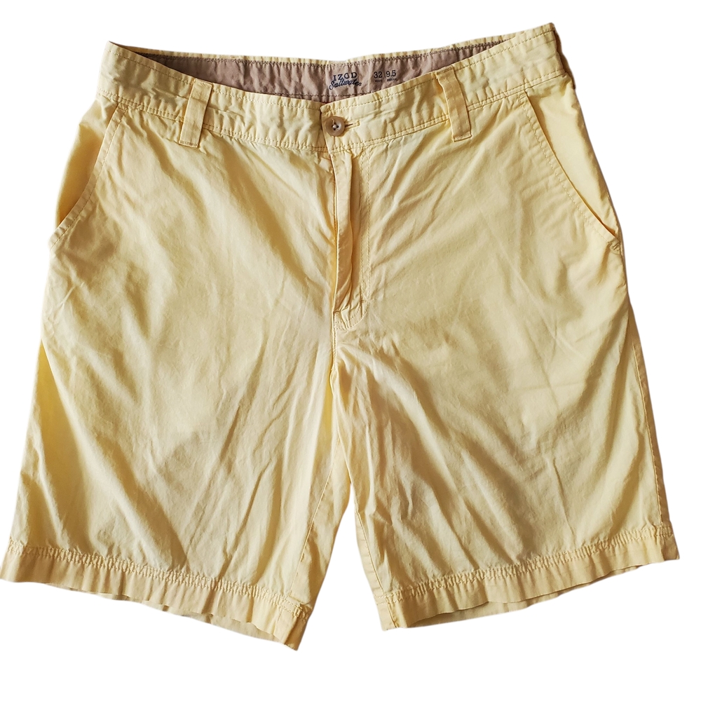 Izod Light Yellow Men's Flat Front Shorts